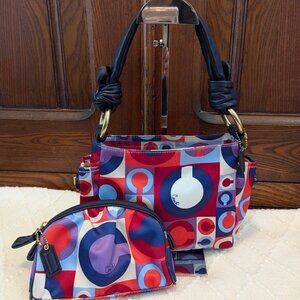 Coach Madison Scarf Satin Graphic Op Art Resort Mini Handbag J0882-42177